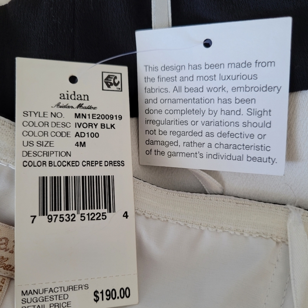 NWT Aidan Mattox Strapless Black & White Mini Dress Party Cocktail - Picture 9 of 10